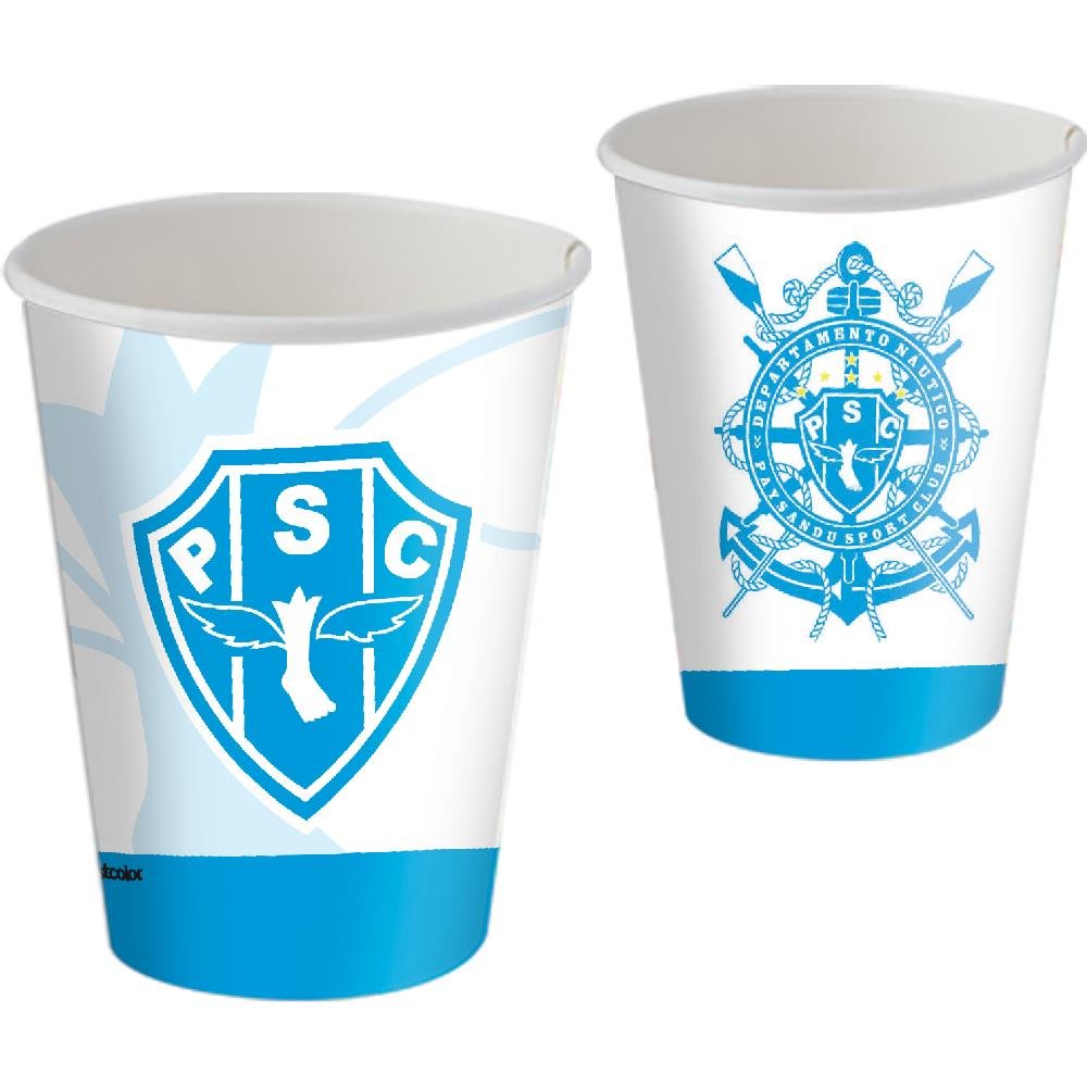 Copo Papel 200Ml Paysandu Oficial - Embalagem com 8 unidades.