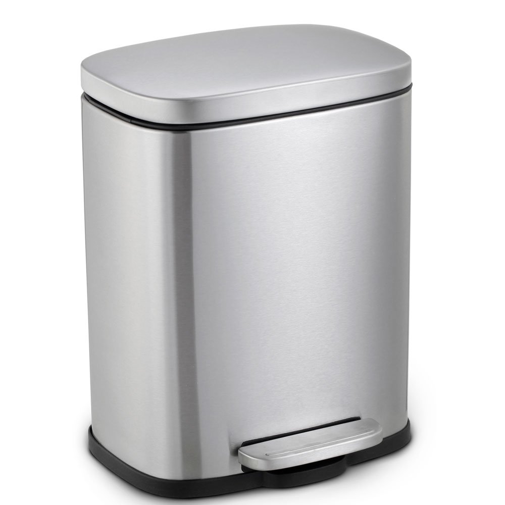 Lixeira inox Retangular Com Pedal 12 Litros Escovado Mood