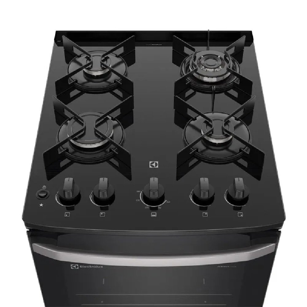 Fogão Electrolux 4 Bocas Efficient Com Mesa De Vidro Perfectcook E Vaporbake Preto Fe4gp - Bivolt