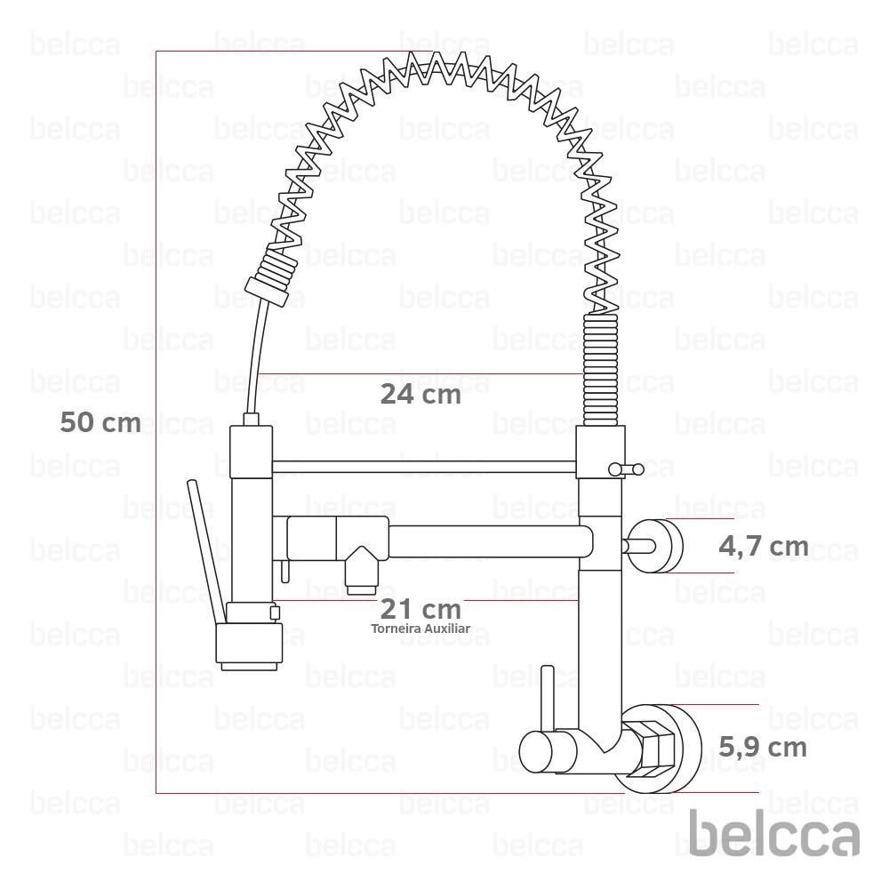 Torneira Gourmet 50Cm Preta De Parede Belcca Tg50p-Pl