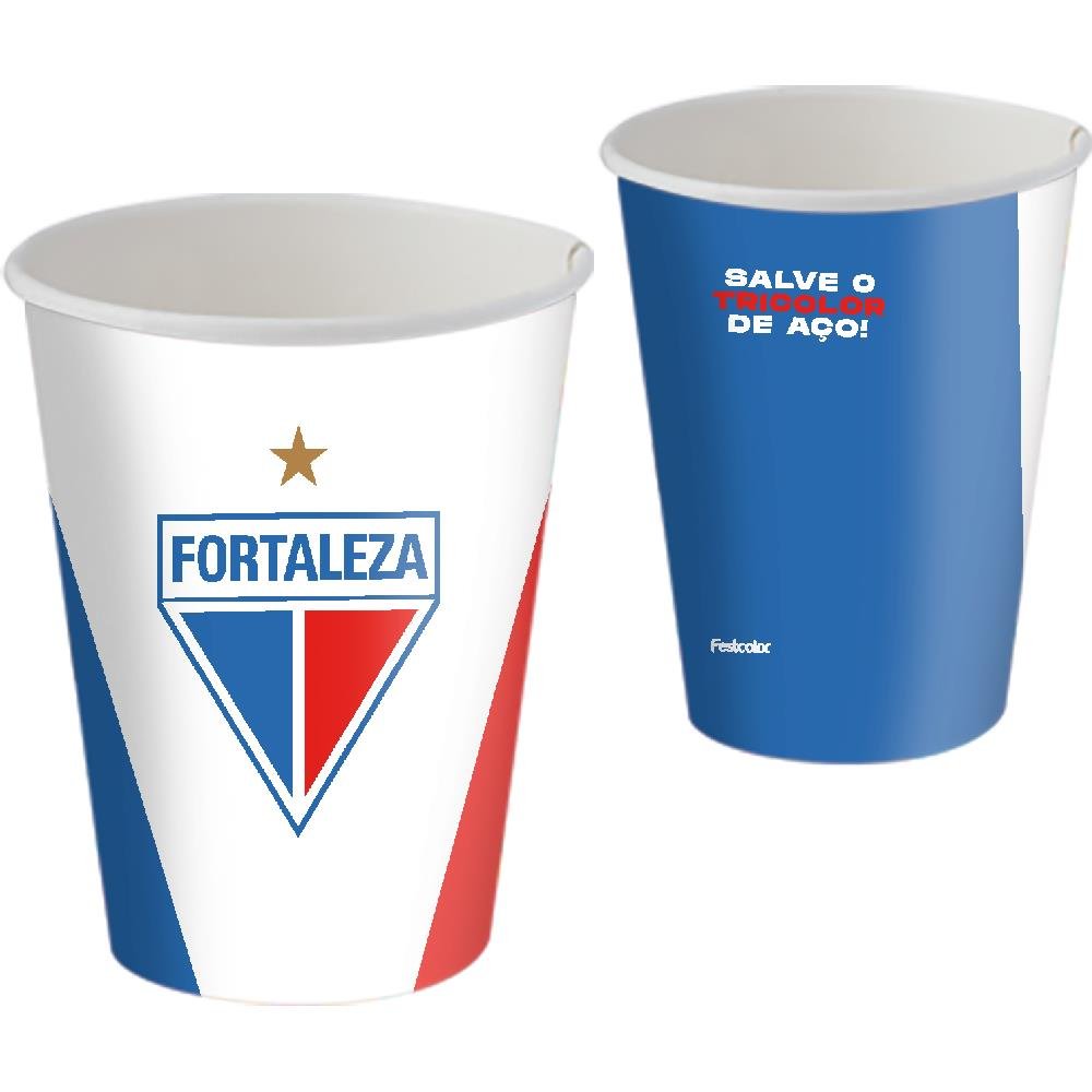 Copo Papel 200Ml Fortaleza Oficial - Embalagem com 8 unidades.