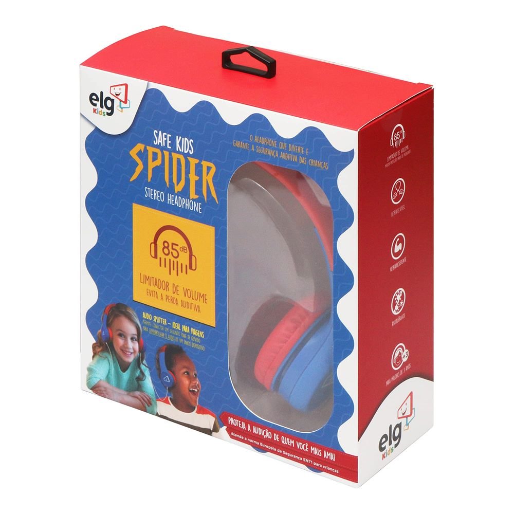 Headfone Estereo Com Limitador De Volume - Safe Kids - Spider