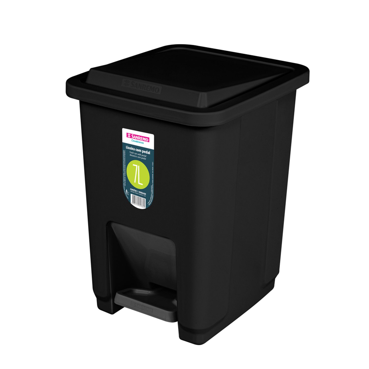 Lixeira Com Pedal 7L Sanremo Preta