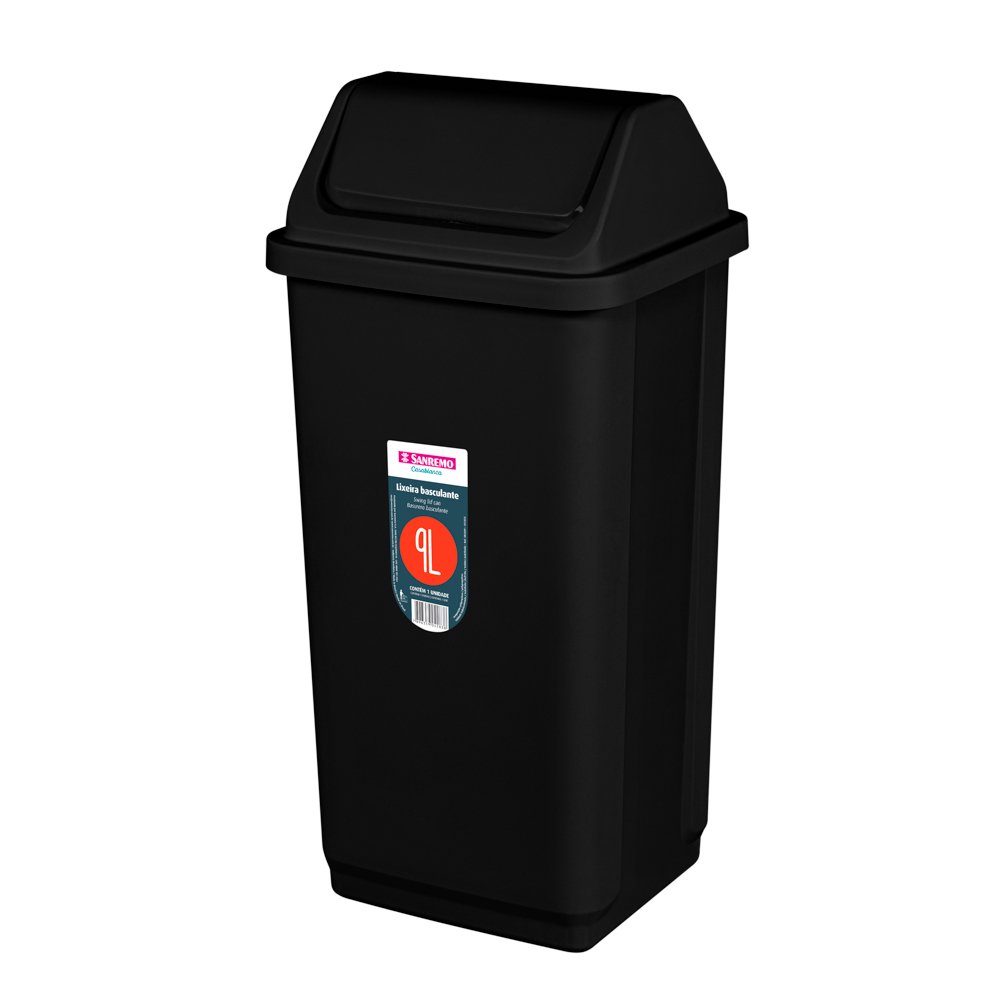 Lixeira Basculante Plastico Sanremo 9L Preta
