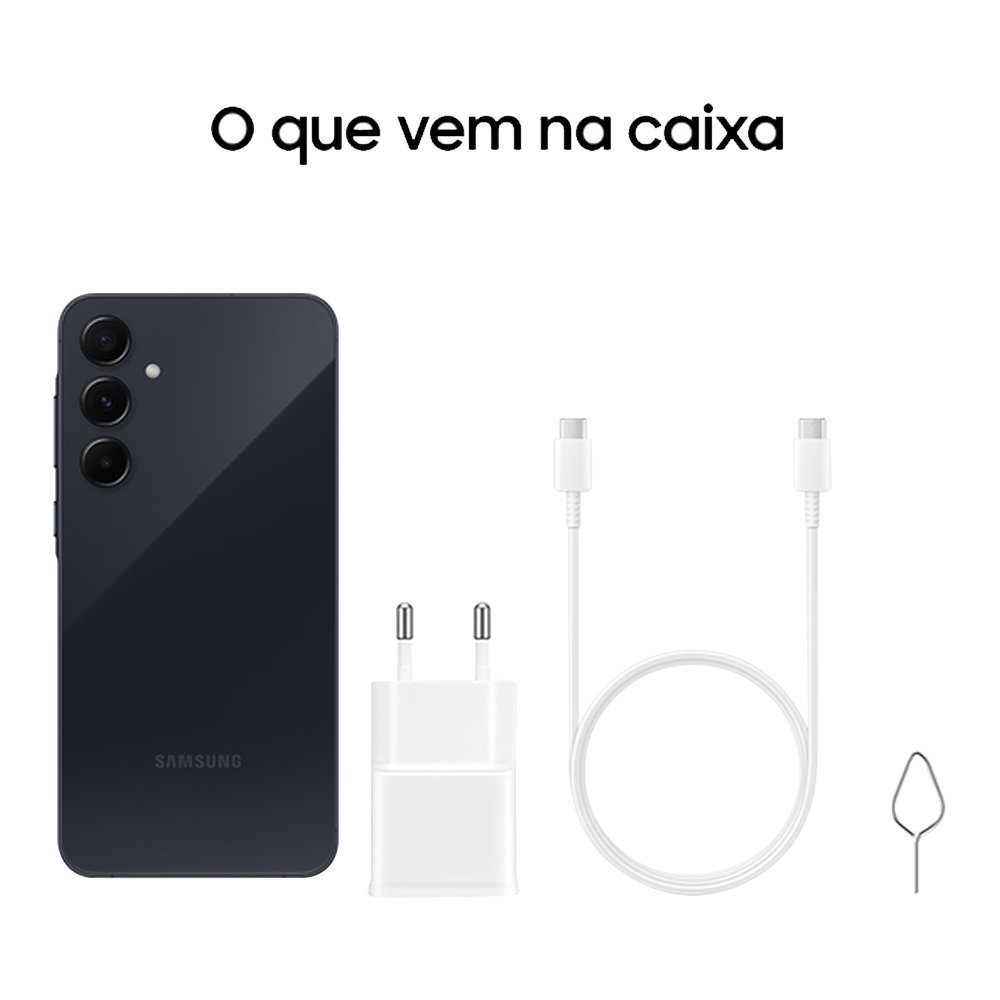 Smartphone Samsung Galaxy A55 5G A556E Azul Escuro - Tela 6.6", Wi-Fi+NFC,Câm.Traseira Tripla,Câm.Frontal 32MP, 8GB RAM, 128GB