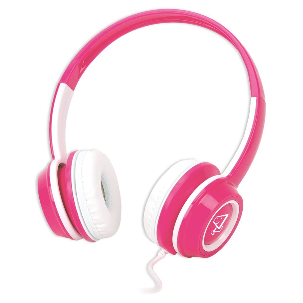 Headphone Estéreo Infantil Com Limitador De Volume Para Proteção - Rosa e Branco - ELG