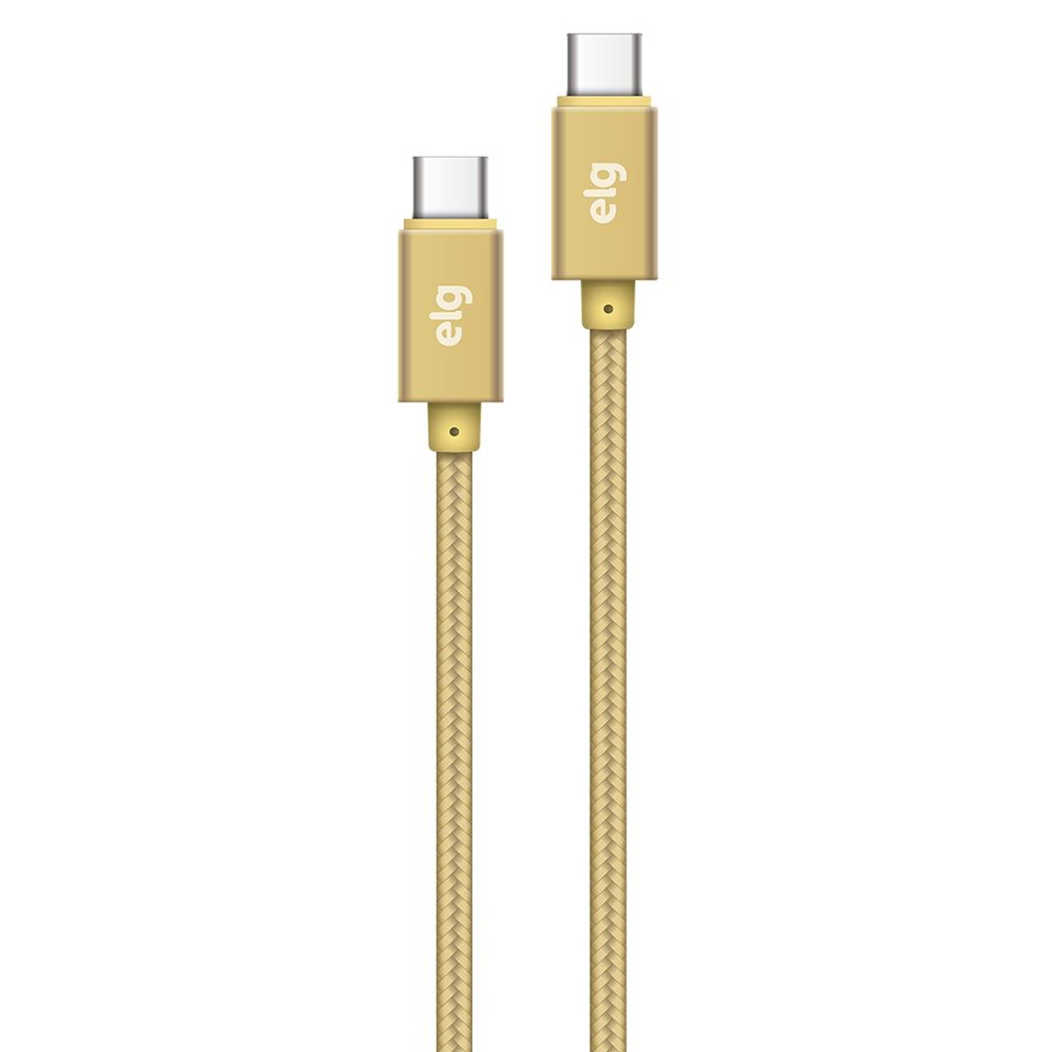 Cabo Nylon Reforçado 3A/15W - USB Tipo-C Para USB Tipo-C - 1 Metro - Dourado - ELG