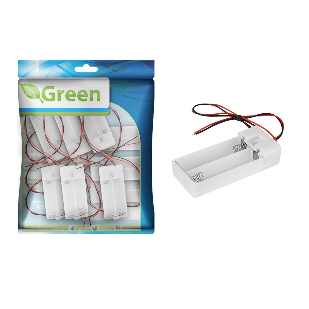 Suporte 2 Pilhas AA Fechado Com On/Off - Branco 10 Unidades - Green