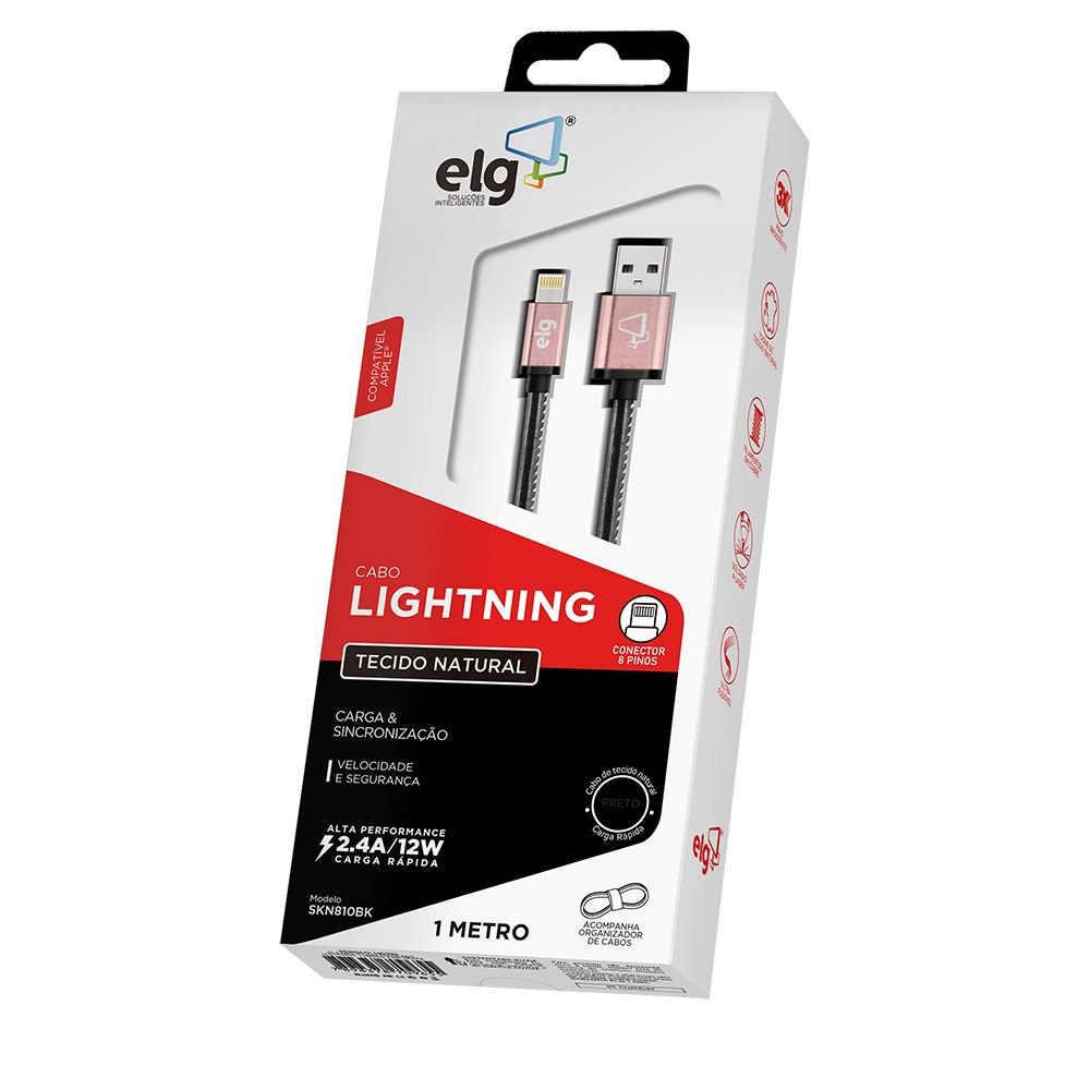 Cabo Lightning 1m Para Recarga e Sincronizacao - SKN810BK