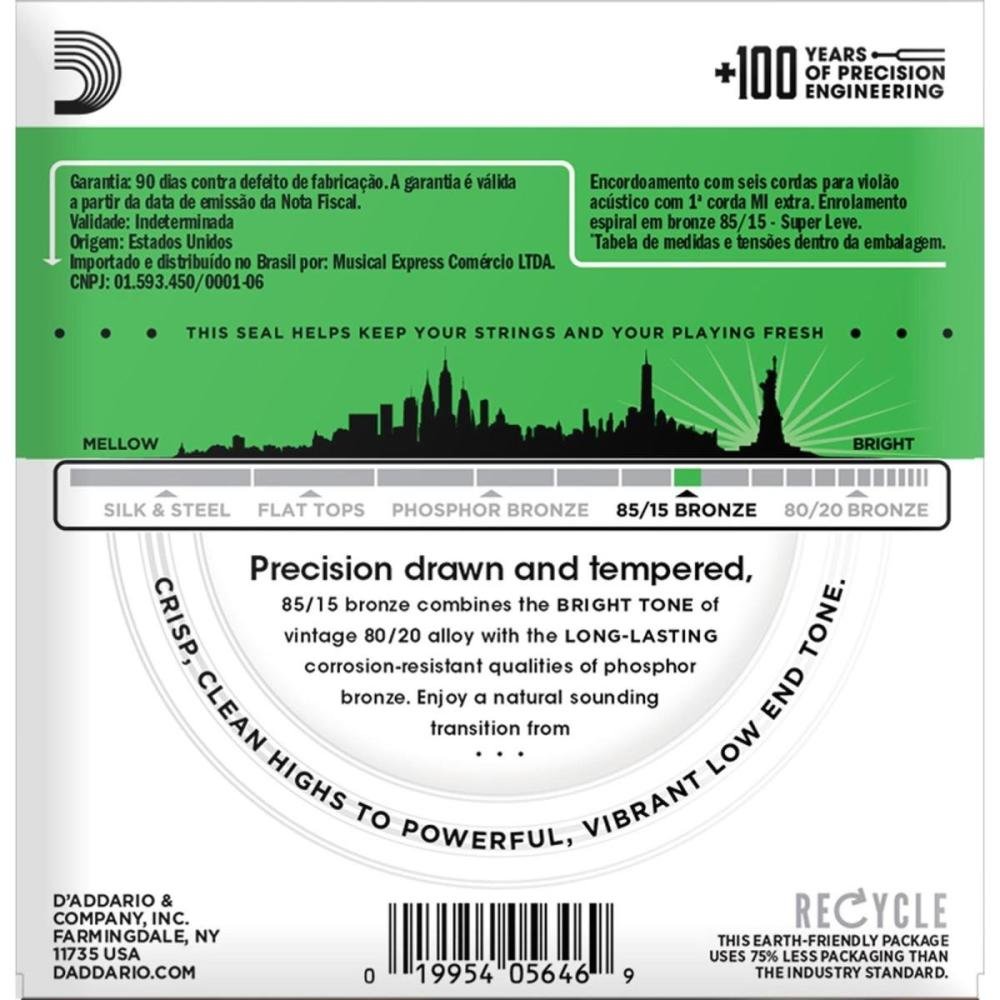 Encordoamento para Violão .009 Bronze Daddario