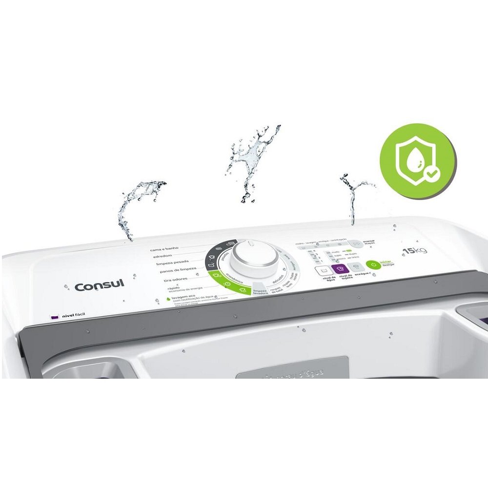 Maquina De Lavar Consul 15Kg Com Lavagem Economica e Ciclo Edredom Branco CWH15AB - 127V