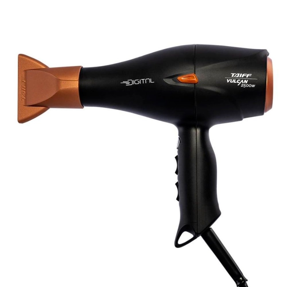 Secador Taiff Vulcan Digital - 5 Temperaturas, 2500W, Preto/Dourado, 110V