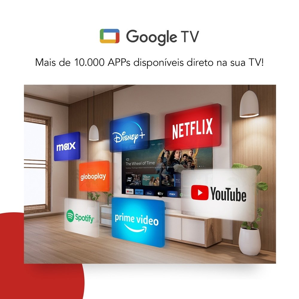 Smart TV Led 65" Aiwa AWS-TV-65-BL-01-G - 4K UHD com Wi-Fi, 2 USB, 4 HDMI, Google TV, Dolby Vision