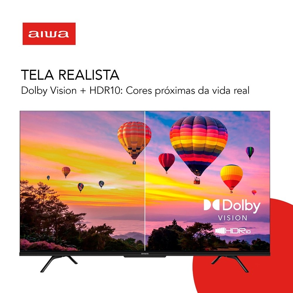 Smart TV Led 75" Aiwa AWS-TV-75-BL-01-G - 4K UHD com Wi-Fi, 2 USB, 4 HDMI, Google TV, Dolby Vision