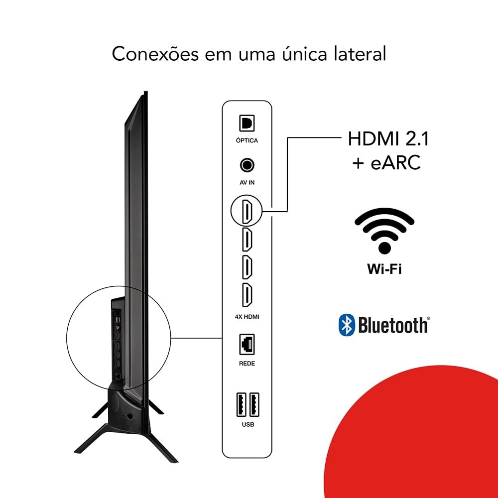 Smart TV Led 75" Aiwa AWS-TV-75-BL-01-G - 4K UHD com Wi-Fi, 2 USB, 4 HDMI, Google TV, Dolby Vision