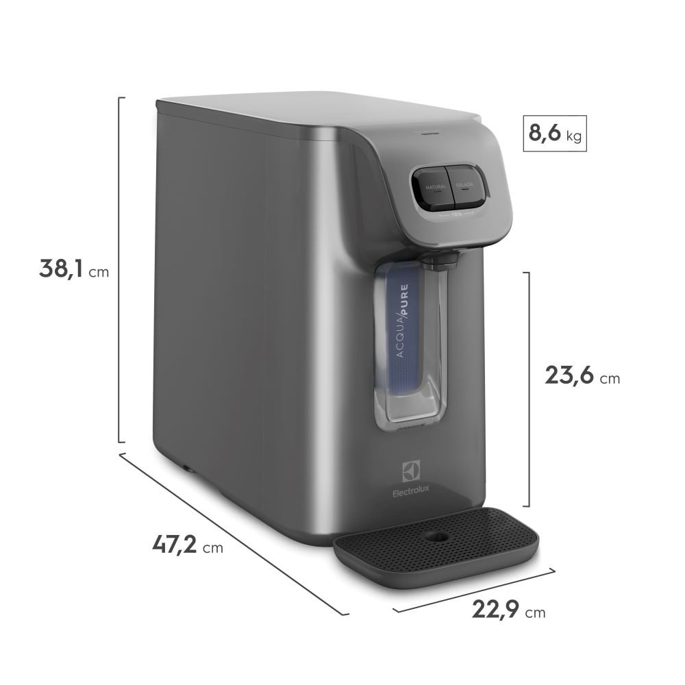 Purificador de Água Electrolux PC01X - Acqua Pure, Com Compressor, Cinza, 220V