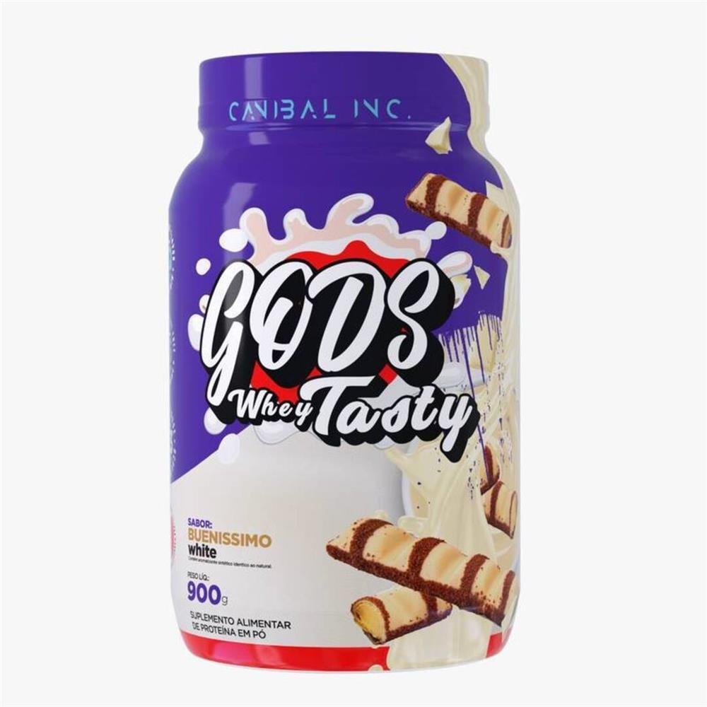 Whey Protein 3w Gods Whey Tasty 900g Sabor Buenissimo White - Canibal Inc