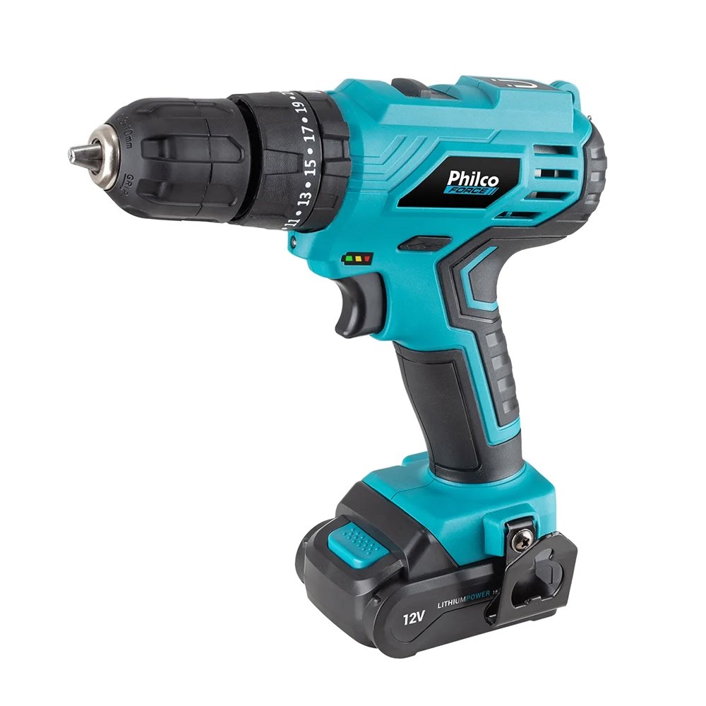 Furadeira e Parafusadeira Philco PPF12M - Force, 12V com Acessórios e Maleta Bivolt