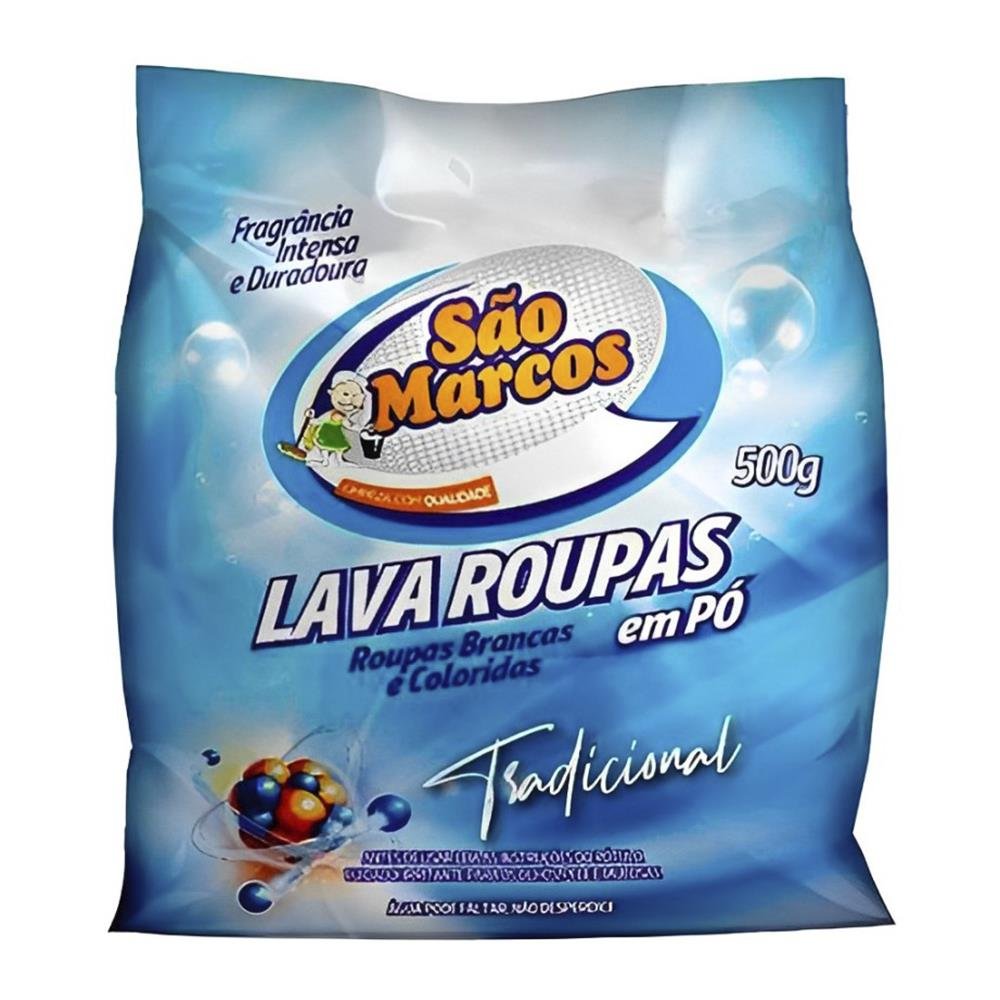 Lava Roupas Em Po Sao Marcos Tradicional 500G Embalagem Com 24 Unidades