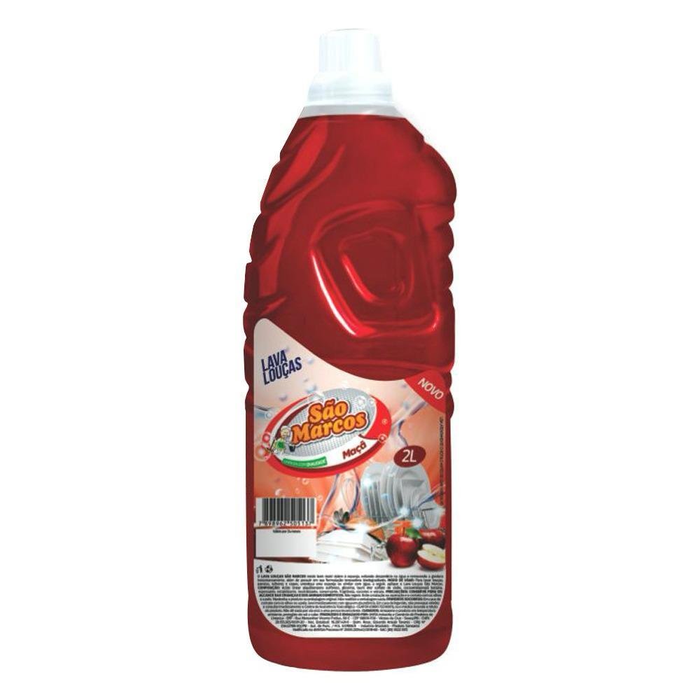 Detergente Liquido Sao Marcos Lava Louças Maca 2 Litros Embalagem Com 6 Unidades
