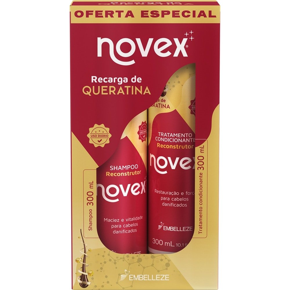 Shampoo + Condicionador Novex Recarga de Queratina 300ml