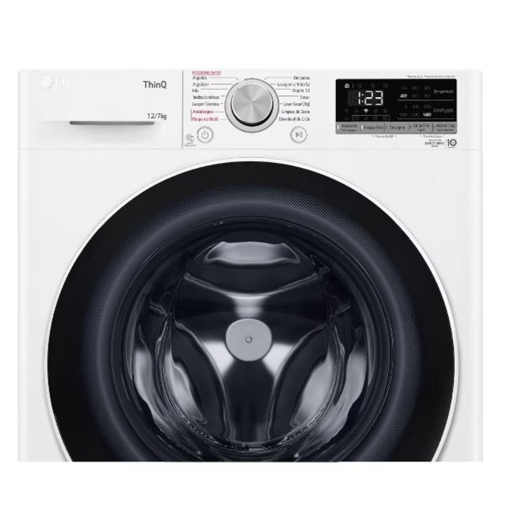 Máquina de Lavar Roupas 12Kg LG CV5012WC4A - Lava e Seca, Branco, 220V