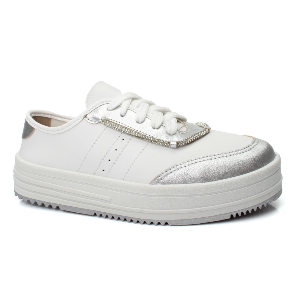 Tenis Moleca 5782.206.26968 (34-39) - Branco Prata Cristal 95397 com 12 Pares