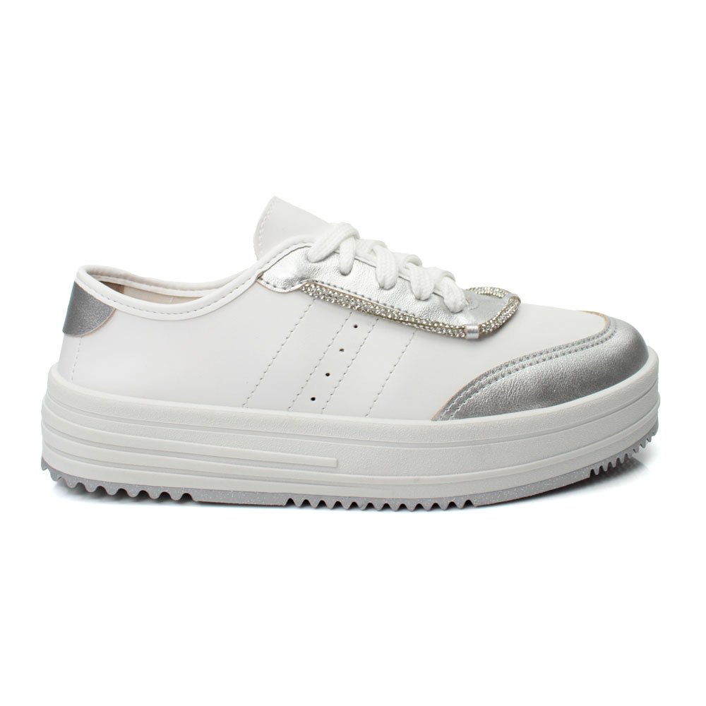 Tenis Moleca 5782.206.26968 (34-39) - Branco Prata Cristal 95397 com 12 Pares