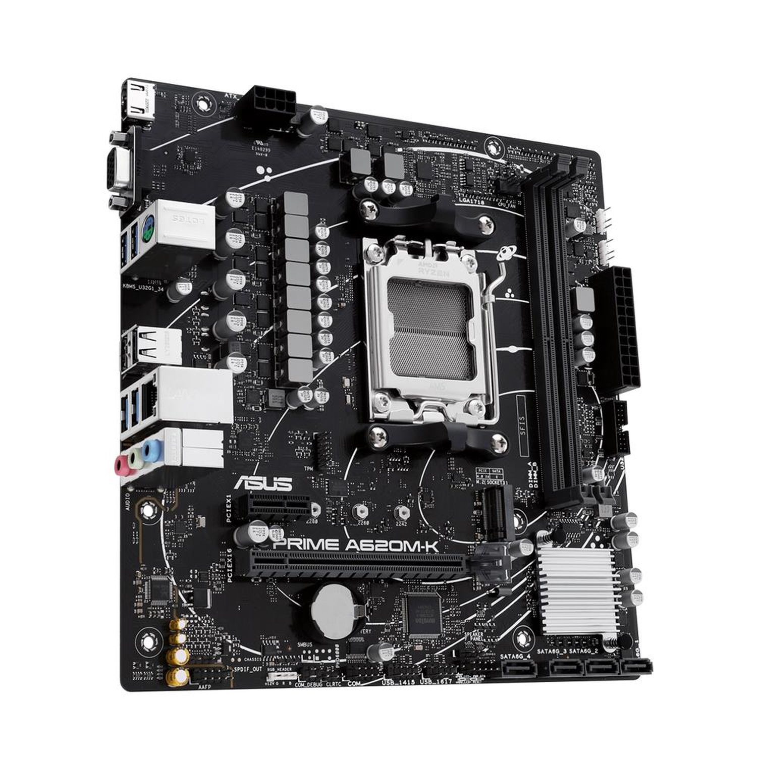 Placa Mãe Asus Prime A620m-K, Chipset A620, Amd Am5, Matx, Ddr5, 90Mb1f40-M0eay0