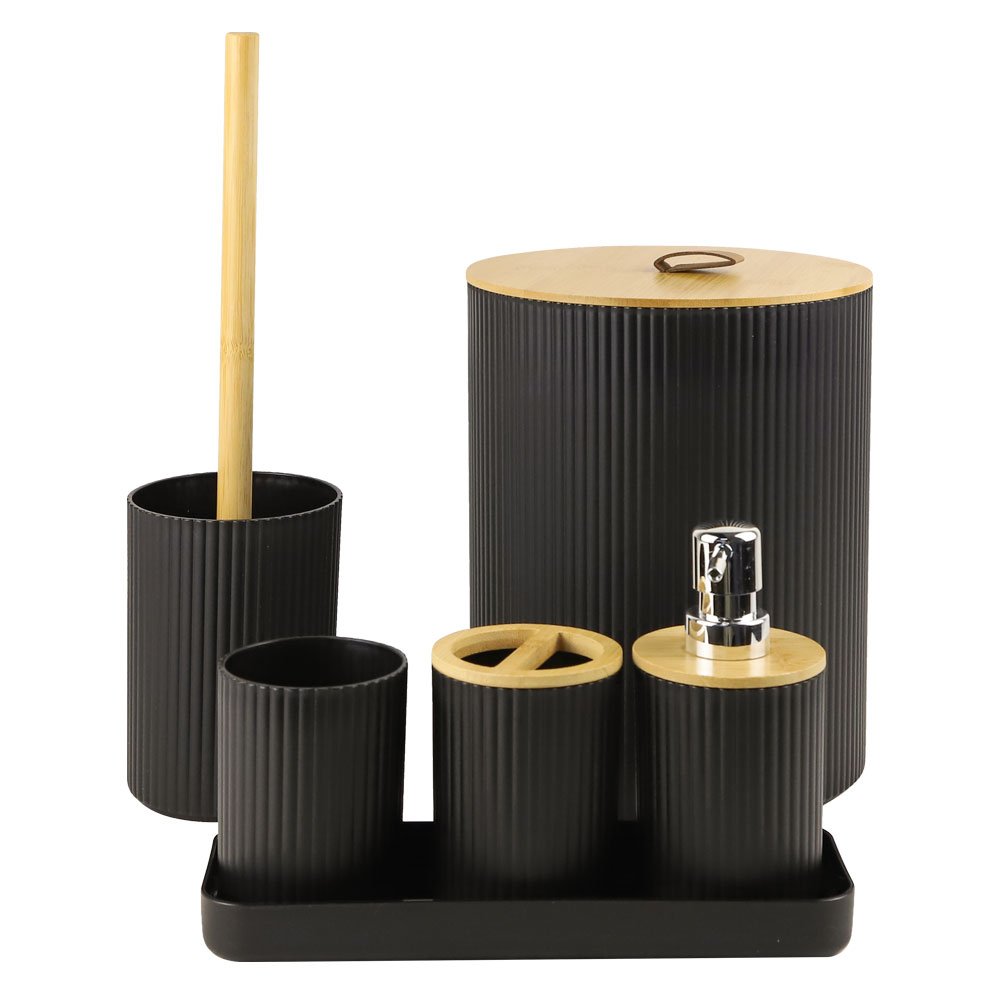 Conjunto Para Banheiro Com 6 Peças Preto Nature Mood