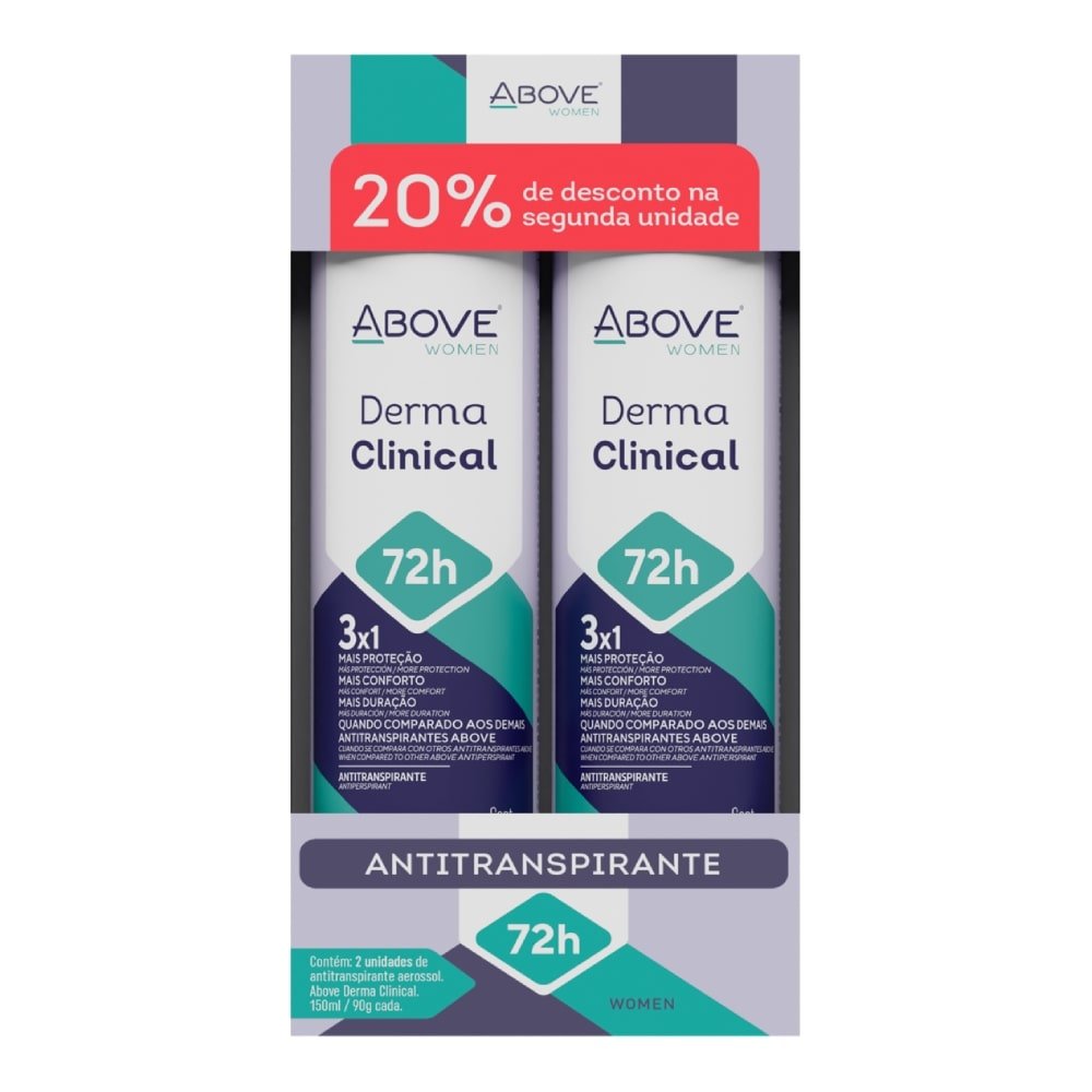 Desodorante Above Aerossol Women Derma Clinical 150ml - Embalagem com 2 Unidades