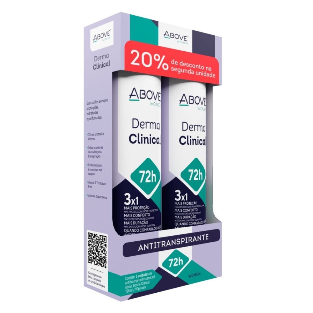 Desodorante Above Aerossol Women Derma Clinical 150ml - Embalagem com 2 Unidades