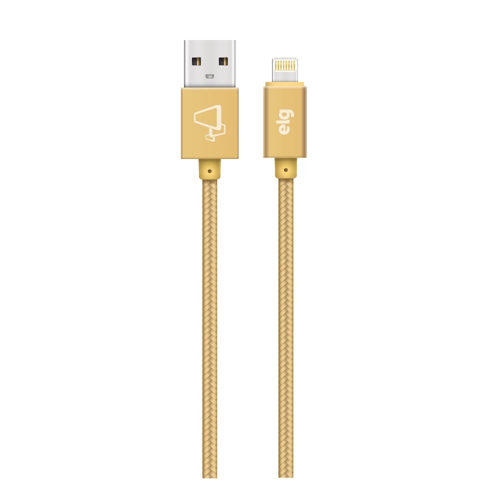 Cabo Lightning Flat Em Nylon Reforcado Sincronizacao/Recarga - 2m - Dourado - L820BG