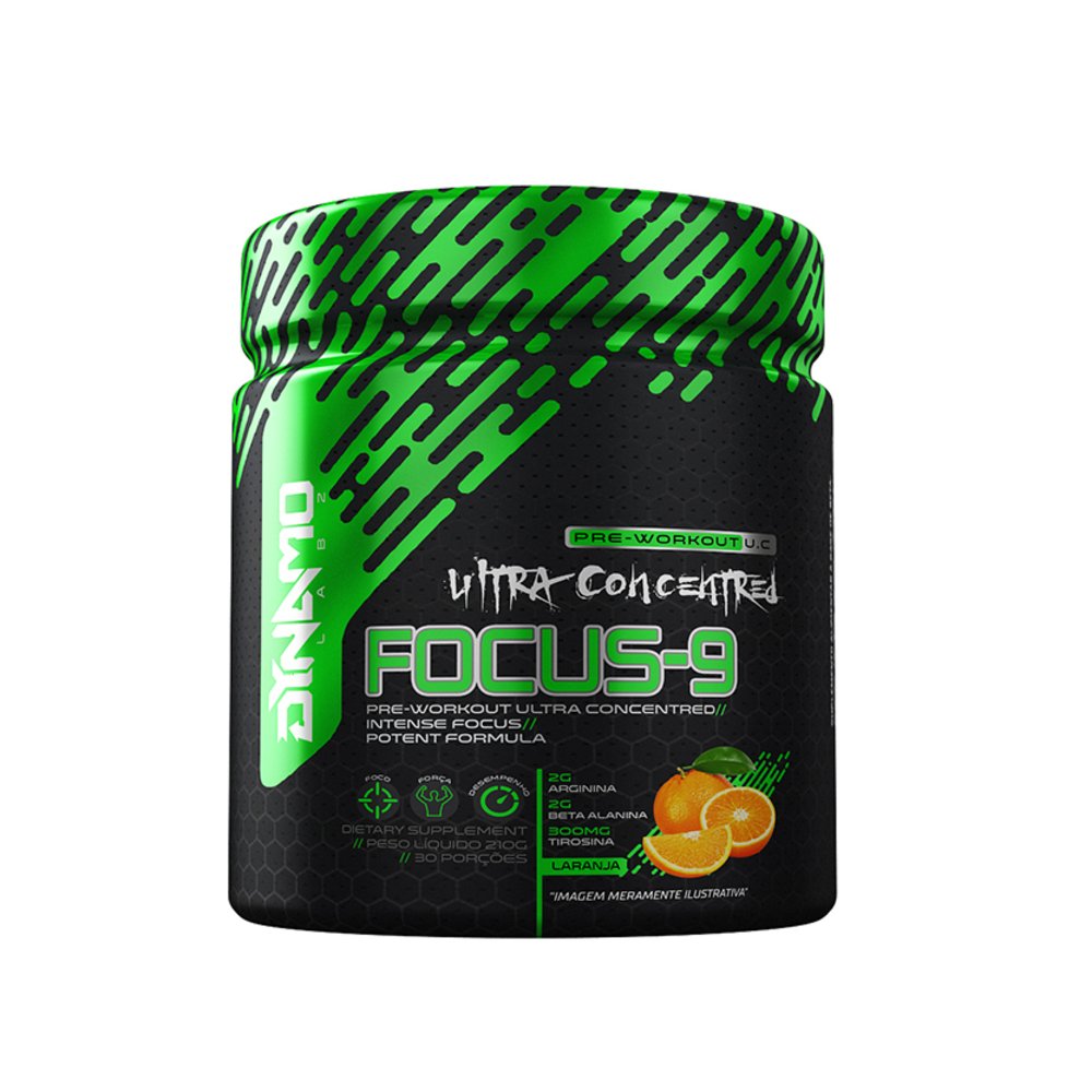 Pre Treino Focus-9 210g Sabor Laranja Dynamo Labz