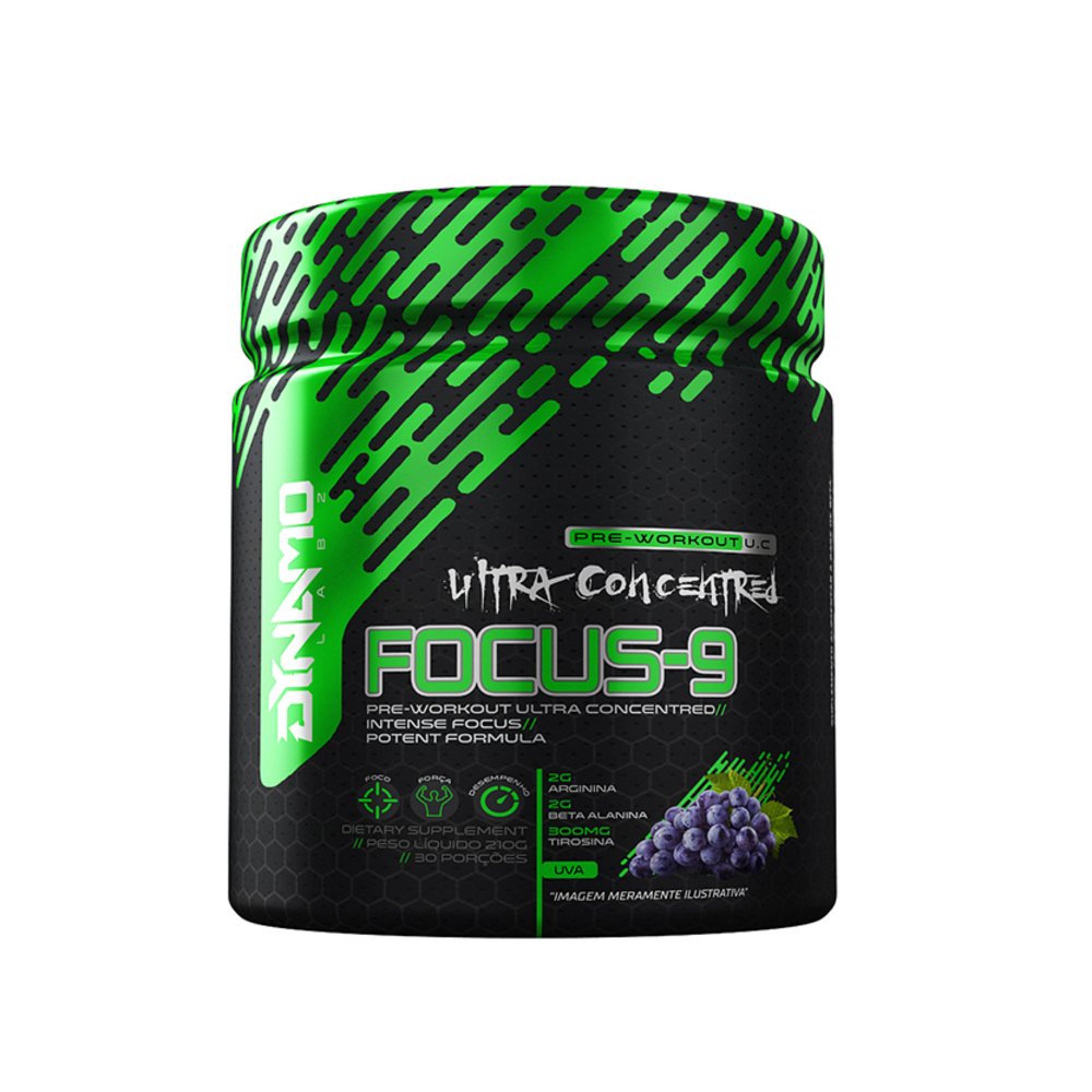 Pre Treino Focus-9 210g Sabor Uva Dynamo Labz