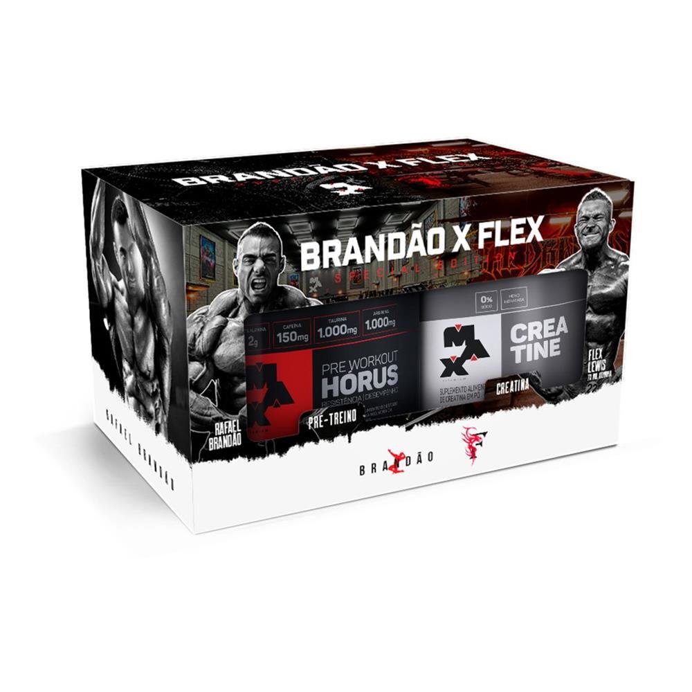 Pre Treino Promopack Brandão x Flex - Max Titanium Hórus Limão Yuzu 300g + Creatina
