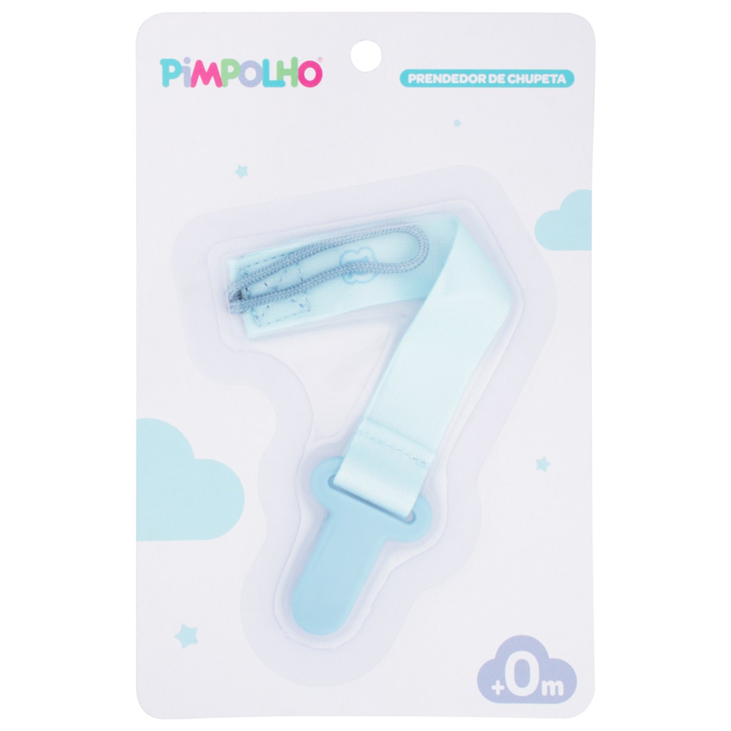 Kit Prendedor De Chupeta Liso 14Cm Masculino Pimpolho Com 4 Unidades.