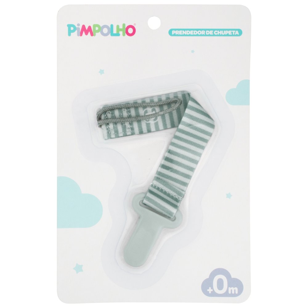 Kit Prendedor De Chupeta Listras 14Cm Unissex Pimpolho Com 4 Unidades.