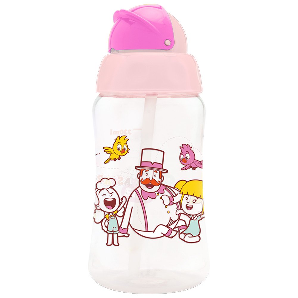 Copo Com Canudo Lolly Mundo Bita Rosa 330ml