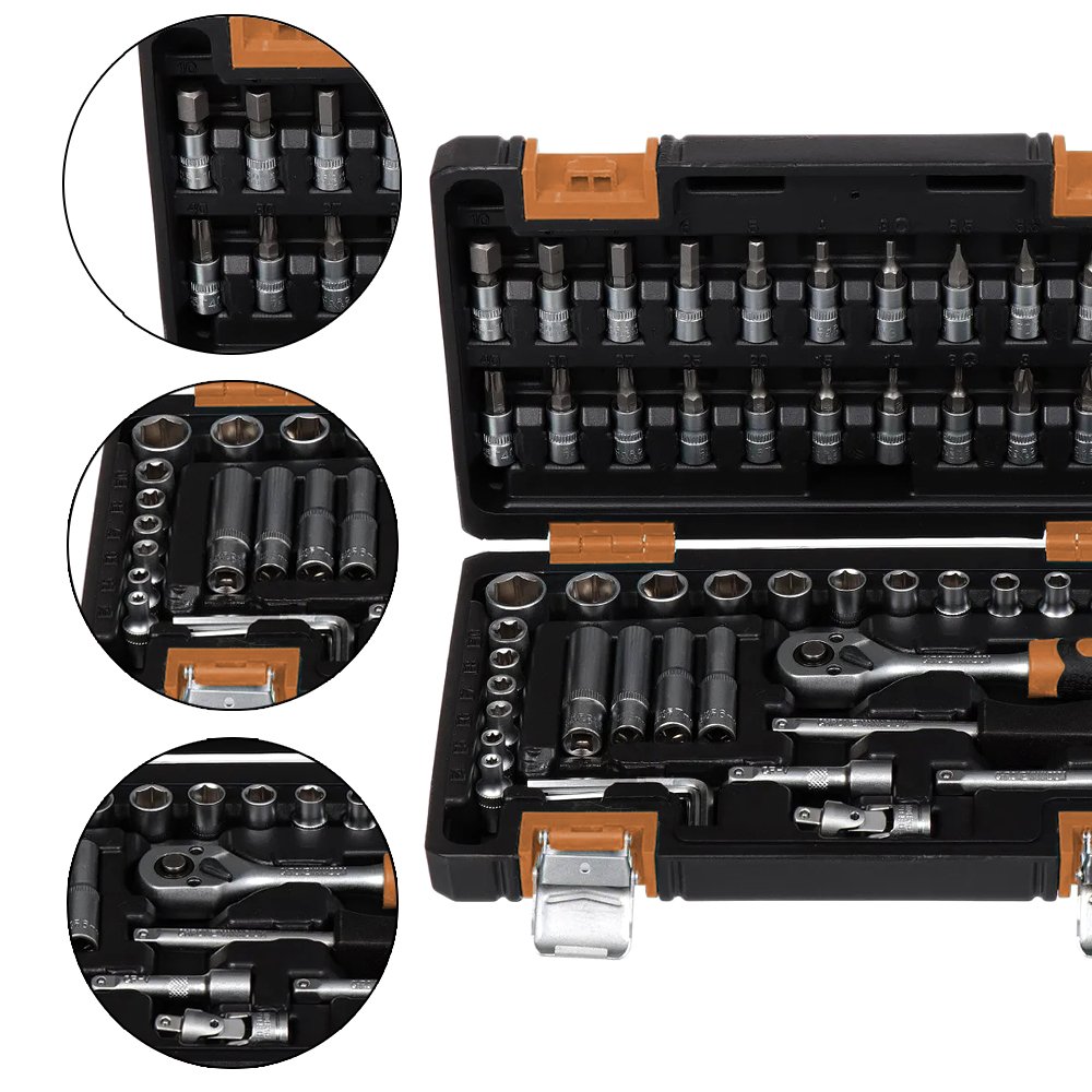 Mega Kit Macaco Jacarezinho 2t e Ferramentas Catraca 57 peças Fortt - MKMJF-001