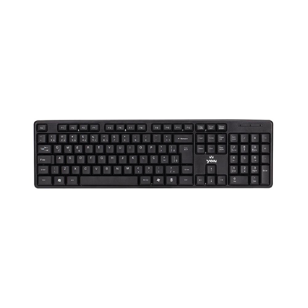 Teclado Yon KM-101, USB, ABNT2, Preto