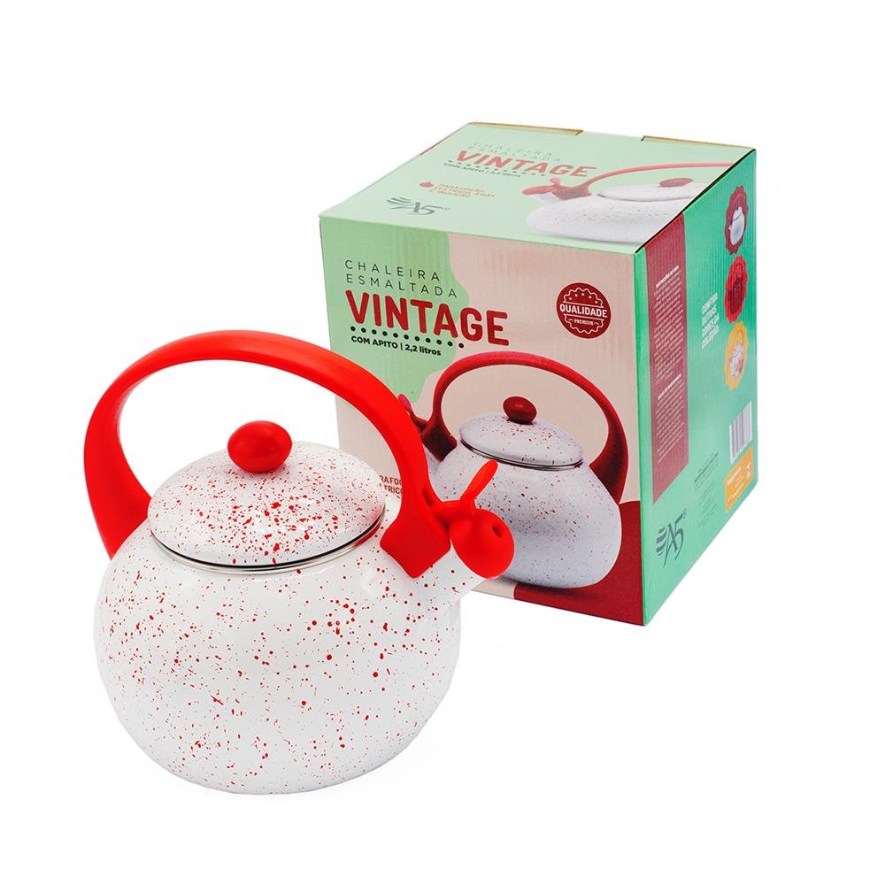 Chaleira Esmaltada Vintage 2,2 Litros Branca