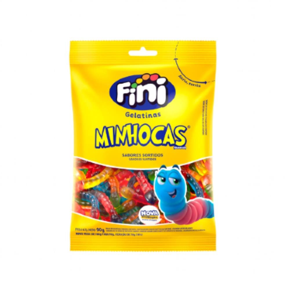 Bala De Gelatina Minhocas Brilho Pacote 90g Fini