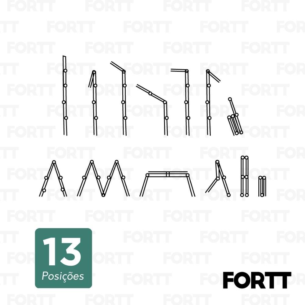 Escada Articulada Multifuncional 4x3 Aluminio Fortt 12 Degraus 3.34m - EAM4X3