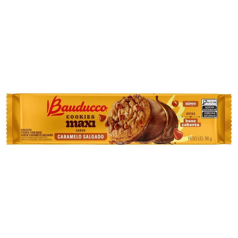 Biscoito Bauducco Cookies Caramelo Salgado 96g - Embalagem com 42 Unidades