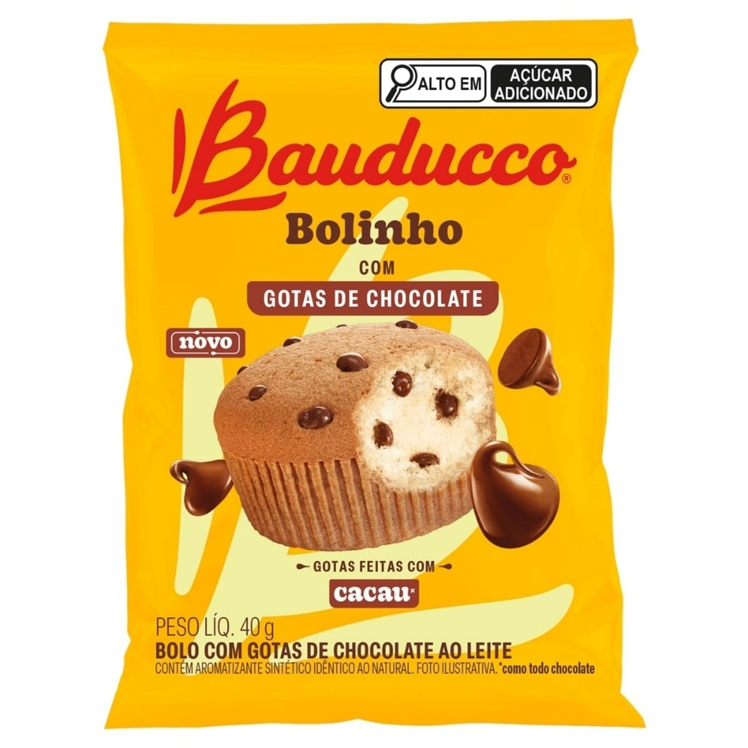 Bolinho Bauducco Gotas de Chocolate 40g - Embalagem com 16 Unidades