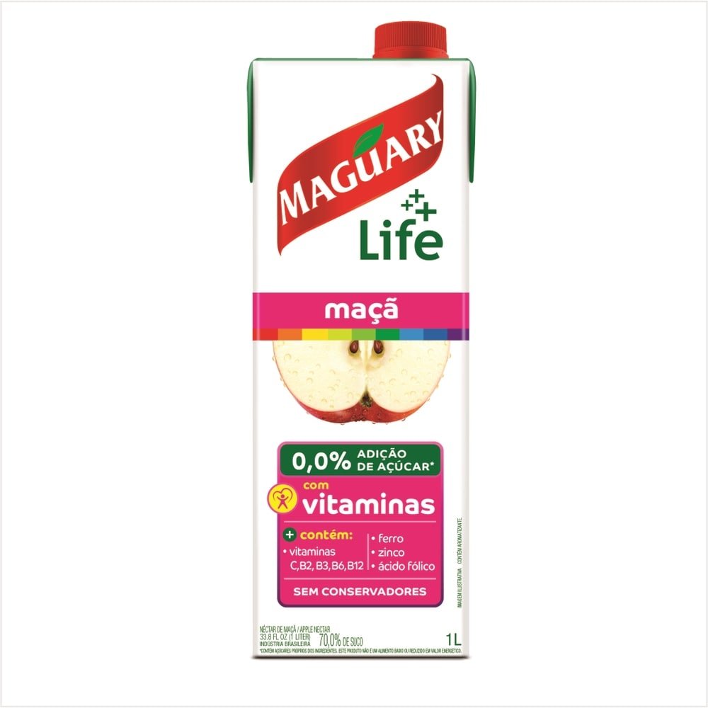 Suco Maguary Néctar Life Maçã 1 Litro - Embalagem 12 Unidades