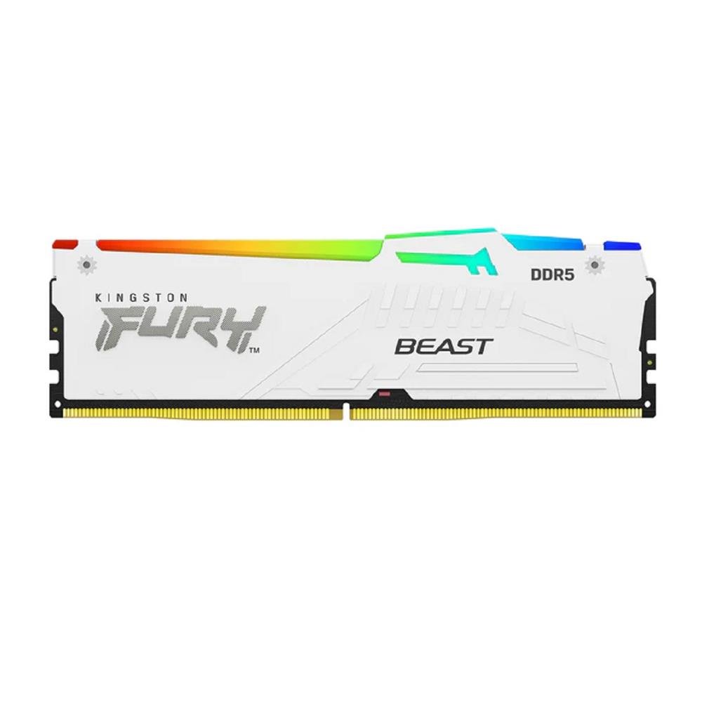 Memoria DDR5 Kingston Fury Beast RGB, 16GB, 5200Mhz, Branco
