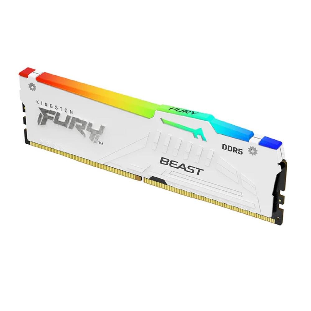 Memoria DDR5 Kingston Fury Beast RGB, 16GB, 5200Mhz, Branco