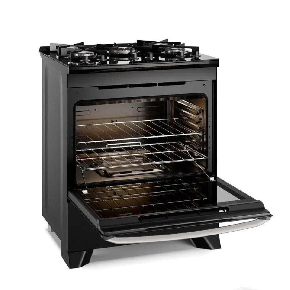 Fogão Electrolux 5 Bocas Experience Com Mesa De Vidro PerfectCook e VaporBake Preto FE5GP - Bivolt